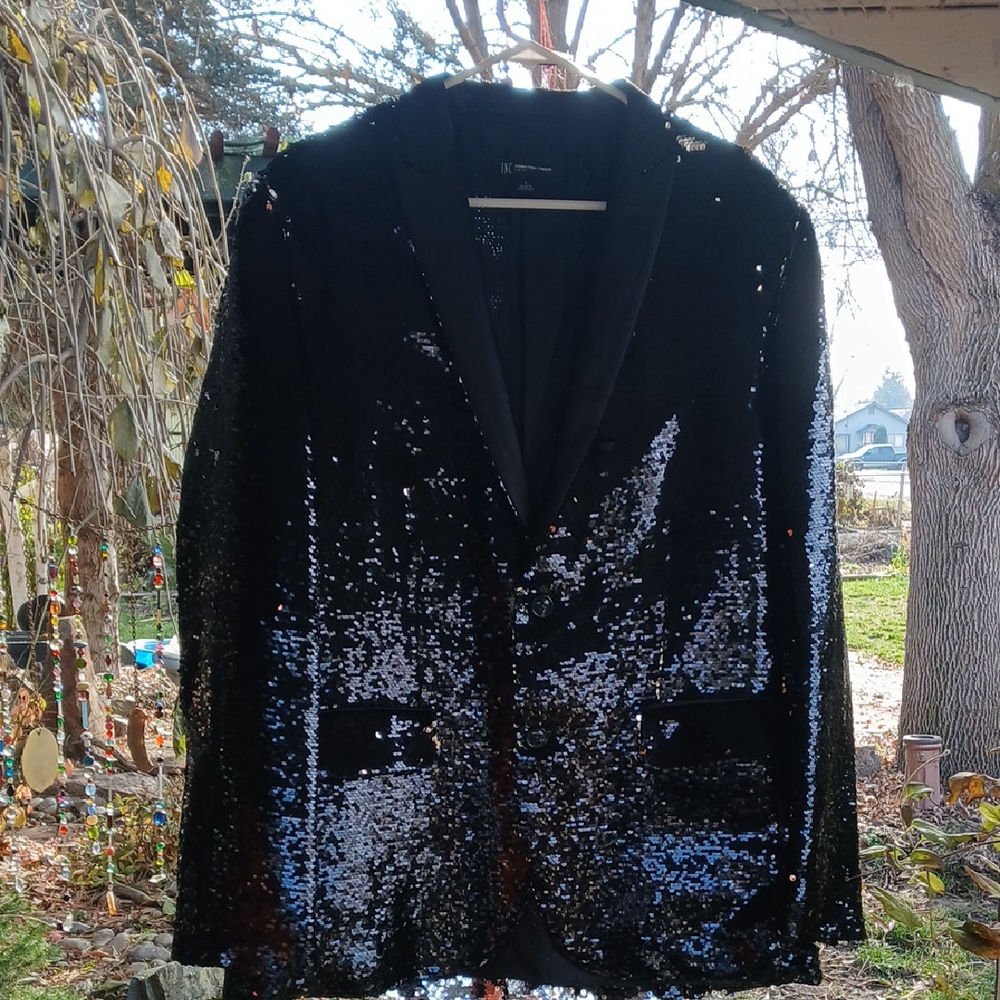 INC International Concepts Black Sequin Jacket
